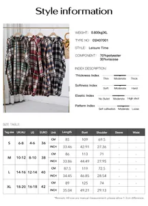 Size chart and fabric material specifications for the casual color block hooded jacket