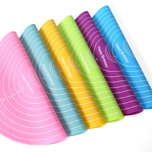 Set of 6 colorful round silicone pastry mats with scale markers and 30cm diameter