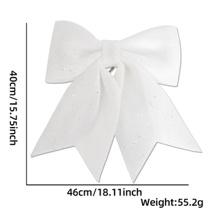 White Christmas glitter bow decoration measuring 40x46cm for trees and gift boxes