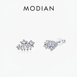 Boucles D Oreilles Géométriques En Zircone Cubique Avec Tige En Argent Sterling 925 Pour Femmes Étincelantes
