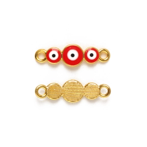 Golden alloy evil eye charms with red and white enamel for DIY bracelet making