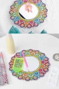 Kit pittura diamante fai-da-te con specchio mandala colorato e strumenti per artigianato