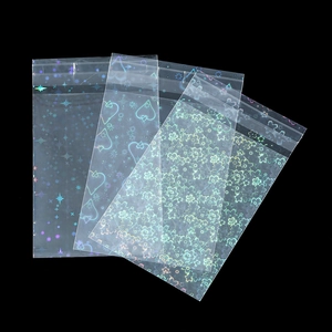 Holographic laser self-sealing bags with star and heart patterns for jewelry packaging