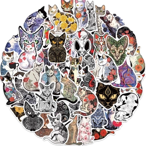 Japanese Style Cute Cat Stickers Waterproof PVC Art Decals For Water Cup Laptop Skateboard Journaling Desktop Decor Gift