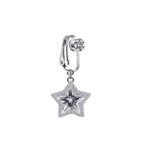 Élégant clip d'oreille étoile argentée avec grand cristal et détails en micro-zircons