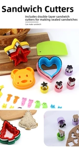 Détails du kit d'emporte-pièces pour sandwichs avec moules en inox et piques animaux