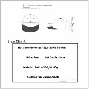Guide des tailles pour casquette de baseball en denim délavé brodé avec sangle réglable