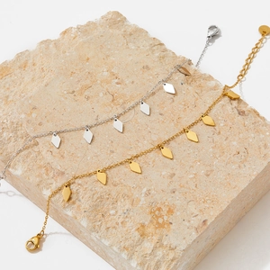 Bracelets en acier titane doré et argenté avec sequins en losange sur pierre