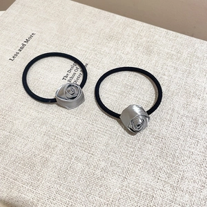 Ballet style silver rose flower hair ties on elastic bands for women hair styling