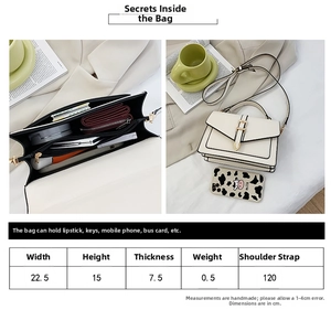 Detail view of the multi-compartment interior storage for phone, keys and lipstick