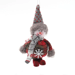 Plush Christmas gnome ornament with red heart hat and snowflake knit ball for tree decor