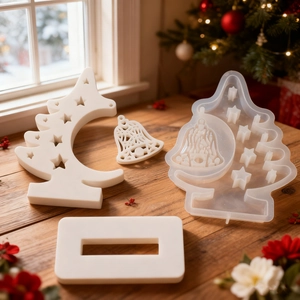 Silikonform-Set für Weihnachtsbaum und Glocken-Anhänger zum Basteln von DIY Harz-Rahmen