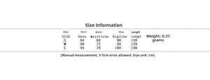 Size chart for high neck puff sleeve dress showing bust, waist, and hip measurements in cm