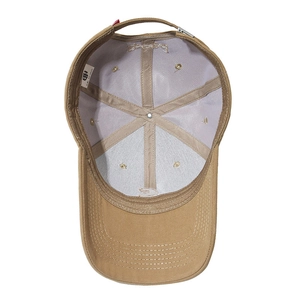 Inside view of khaki baseball cap with adjustable strap and 56-60cm size label
