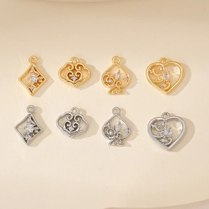 Geometric cubic zirconia pendant set in gold and silver for DIY jewelry making