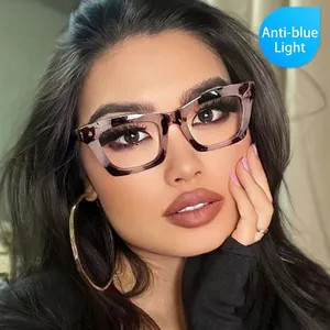 Retro Square Cat Eye Anti Blue Light Optical Glasses Frames For Women Vintage Fashion Plastic Eyewear