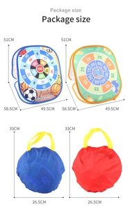 Foldable dinosaur cornhole game with storage bags showing portable package size