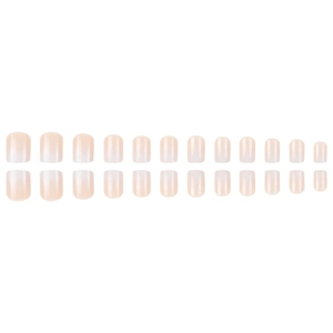Lot de 24 faux ongles carrés courts avec dégradé rose et blanc en disposition ordonnée