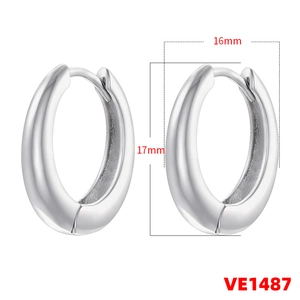 Detailed dimensions of 16mm x 17mm silver plated oval hoop earrings for women