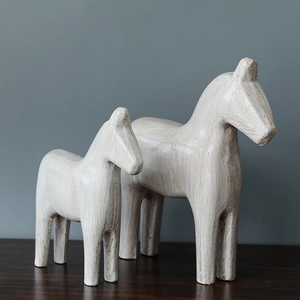 Modern minimalist wooden trojan horse ornaments with vintage texture for home decor