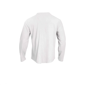 Men's casual white long sleeve knit cardigan shirt with premium textured fabric back view