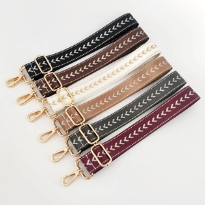 Adjustable Wide Shoulder Bag Strap Nylon Fabric Replacement Crossbody Handbag Belt Arrow Chevron Pattern Metal Buckles