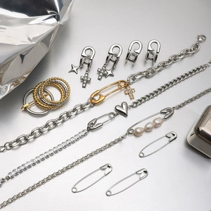 Luxury silver and gold jewelry set with stainless steel bracelets rings and earrings