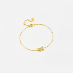 Minimalist 925 sterling silver butterfly bracelet with shimmering zircon stones on O-chain