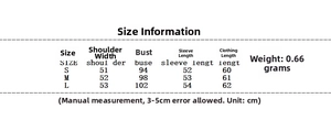 Detailed size chart for women's suede biker jacket showing shoulder and bust measurements