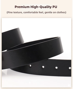 Macro shot of high-quality black PU leather belt texture and precise punch holes