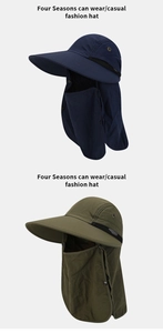 Outdoor sun hat with wide brim, breathable mesh and neck protection for hiking