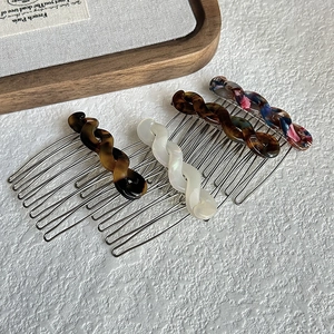 French style hair side combs with twisted design, elegant hair pins for updos and buns.