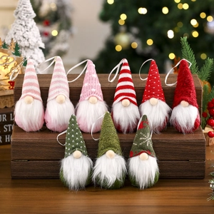 Christmas Gnome Ornaments Knitted Faceless Tomte Hanging Decorations Faux Fur Beard Nordic Swedish Holiday Tree Decor