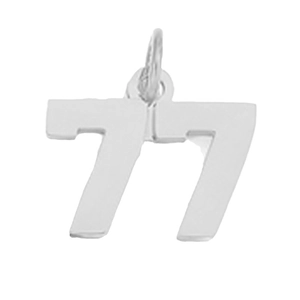Polished silver stainless steel number 77 pendant with bail for DIY jewelry making
