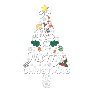 Christmas tree wall sticker with festive Merry Christmas text for window display decor
