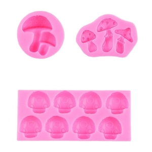 3-piece set of pink silicone mushroom molds for cake decorating and DIY chocolate making
