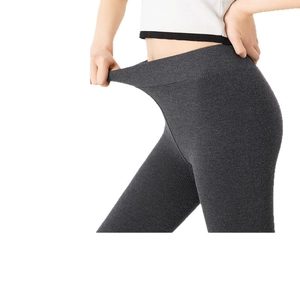 Slimming dark grey high-waisted ribbed leggings with superior stretch and warm fleece lining