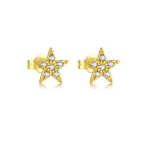 Minimalist S925 sterling silver star stud earrings with sparkling pavé cubic zirconia