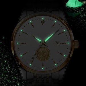 Luminous automatic men's watch with steel strap, date window and sailboat engraving