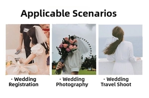Short white multi-layer bridal veil with bow detail for wedding photos and registry