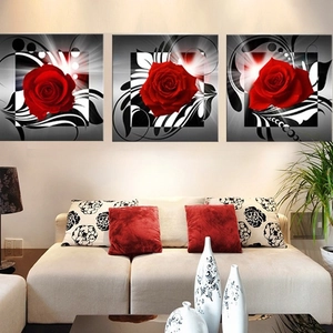 Modern Rose Canvas Wall Art Triptych Floral Swan Wall Decor For Living Room Bedroom Minimalist Unframed Framed Painting