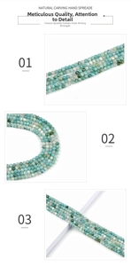 Détails macro de perles en pierre naturelle de 4mm avec texture minérale turquoise