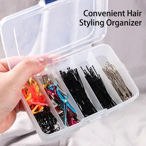 Transparente Box für Haarschmuck-Organizer mit Clips und elastischen Haarbändern