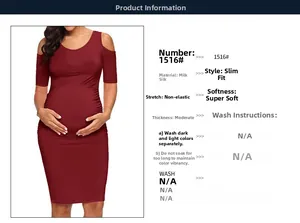 Detail of slim-fit dark red off-shoulder maternity dress made of soft milk silk fabric