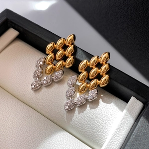 Boucles D'oreilles Géométriques En Strass Avec Tige En Argent Sterling 925 Design De Feuille Bicolore Or Argent Pour Femmes