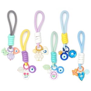 Lot de porte-clés faits main avec œil bleu, perles colorées et pendentifs variés
