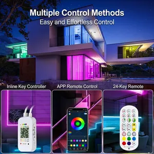 Smart RGB 5050 LED strip controller kit with app control and music sync remote