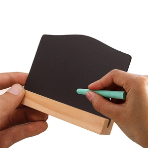 Mini wooden tabletop chalkboard sign with base and chalk for home and bar decor