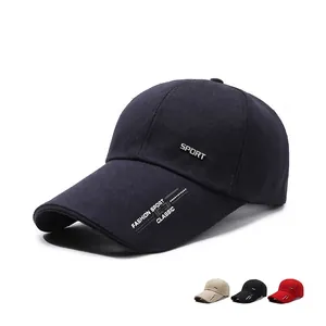 Casquette De Baseball Homme Chapeau De Soleil Avec Étiquette Sport En Métal Visière Longue Réglable Toile Sportive