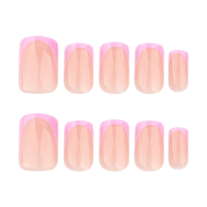 Faux ongles French rose brillant, ensemble de 10 pièces en rose nude et lilas poudré